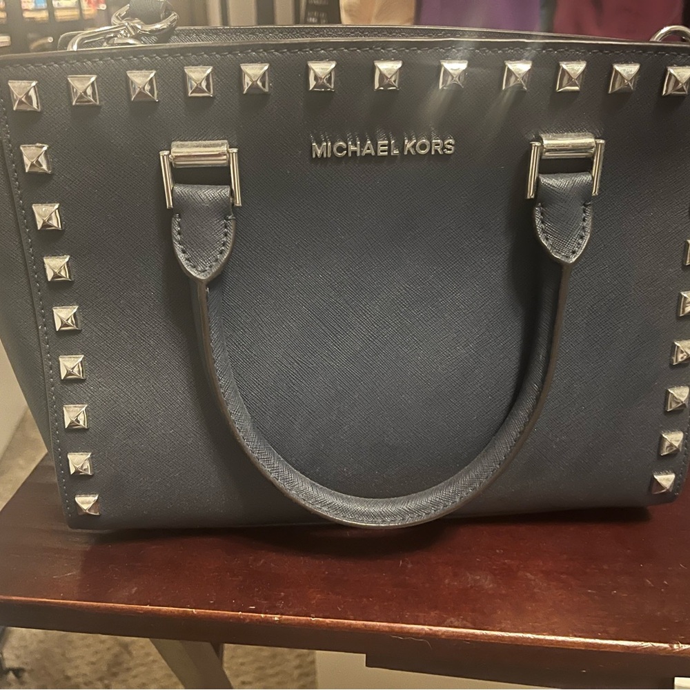 Michael Kors  Medium Selma Navy Studded Women's Bag